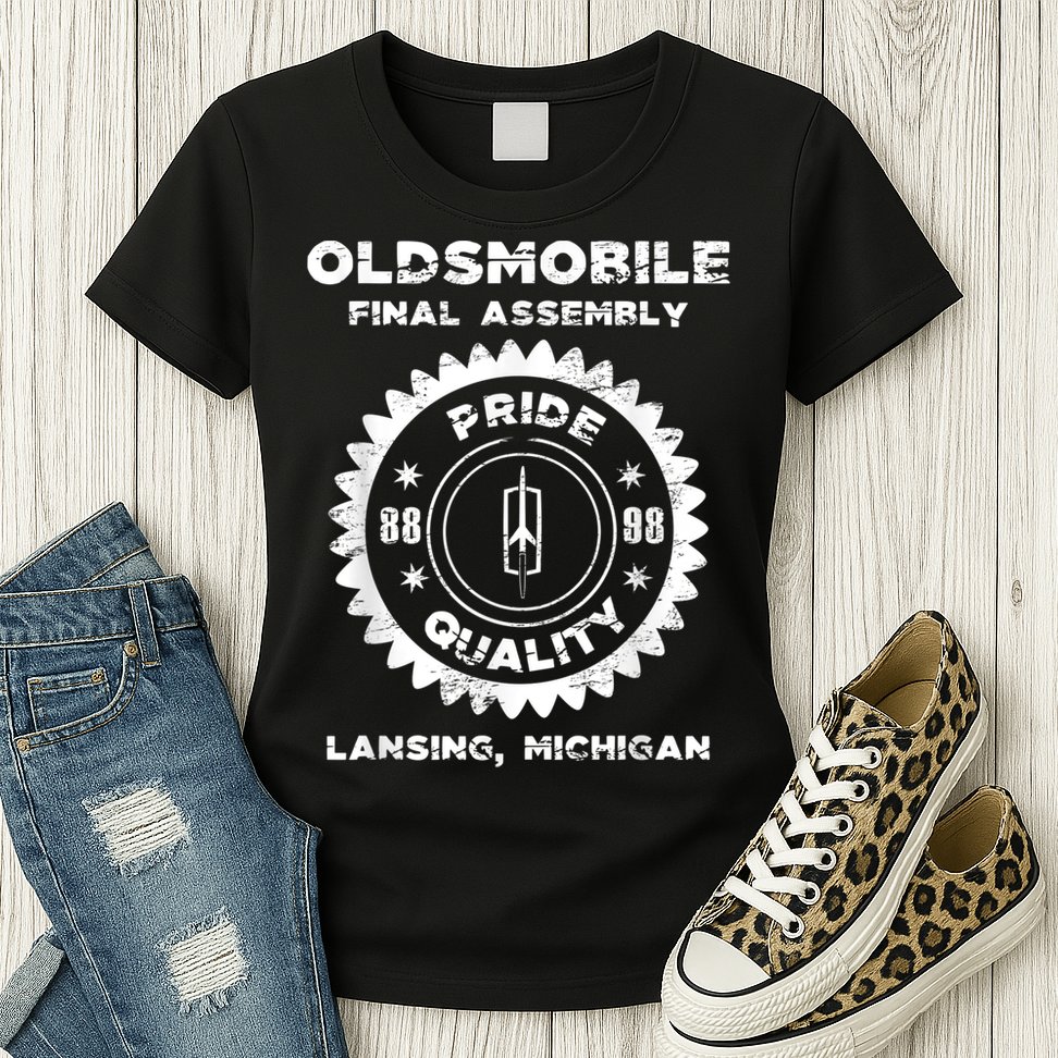 Oldsmobile Motors Final Assembly Graphic Classic Car Show Womens T-Shirt