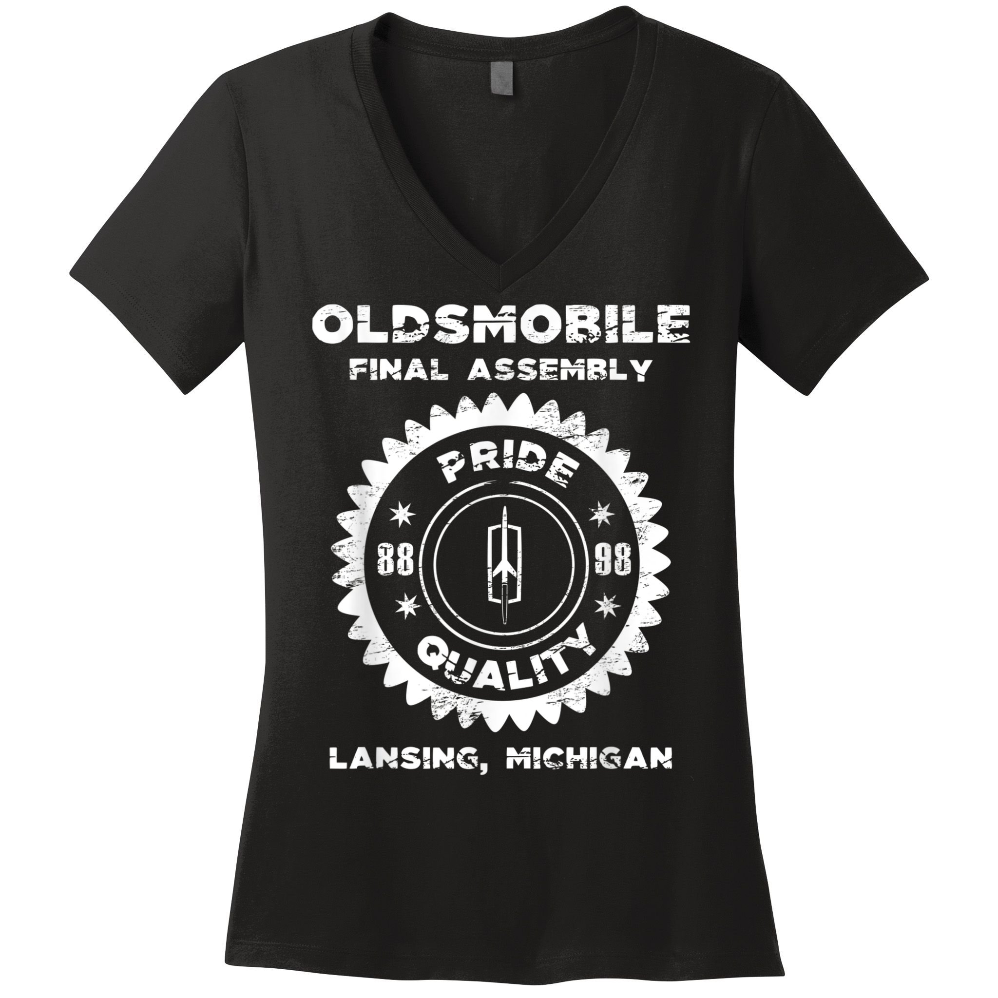 Oldsmobile Motors Final Assembly Graphic Classic Car Show Women's V-Neck T-Shirt