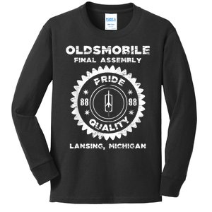 Oldsmobile Motors Final Assembly Graphic Classic Car Show Kids Long Sleeve Shirt