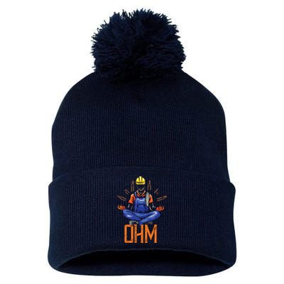 Ohm Meditating Funny Electrician Quote Pom Pom 12in Knit Beanie