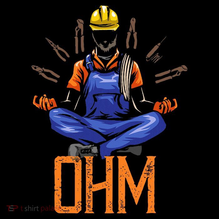 Ohm Meditating Funny Electrician Stripe Pom Pom Beanie