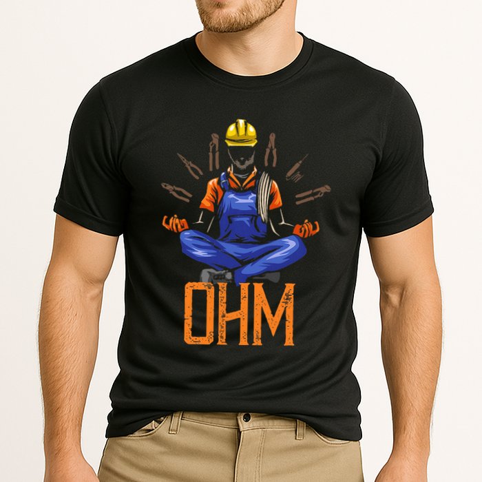Ohm Meditating Funny Electrician Cooling Performance Crew T-Shirt