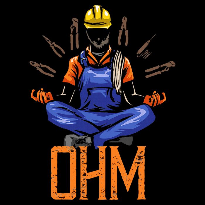 Ohm Meditating Funny Electrician Button