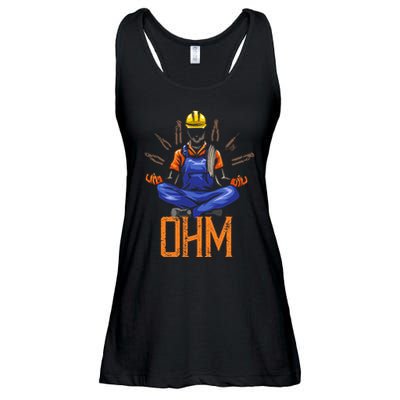Ohm Meditating Funny Electrician Ladies Essential Flowy Tank