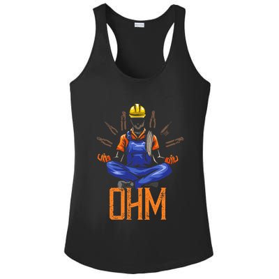 Ohm Meditating Funny Electrician Ladies PosiCharge Competitor Racerback Tank