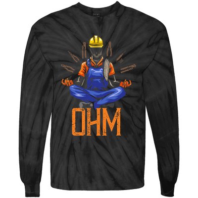 Ohm Meditating Funny Electrician Tie-Dye Long Sleeve Shirt