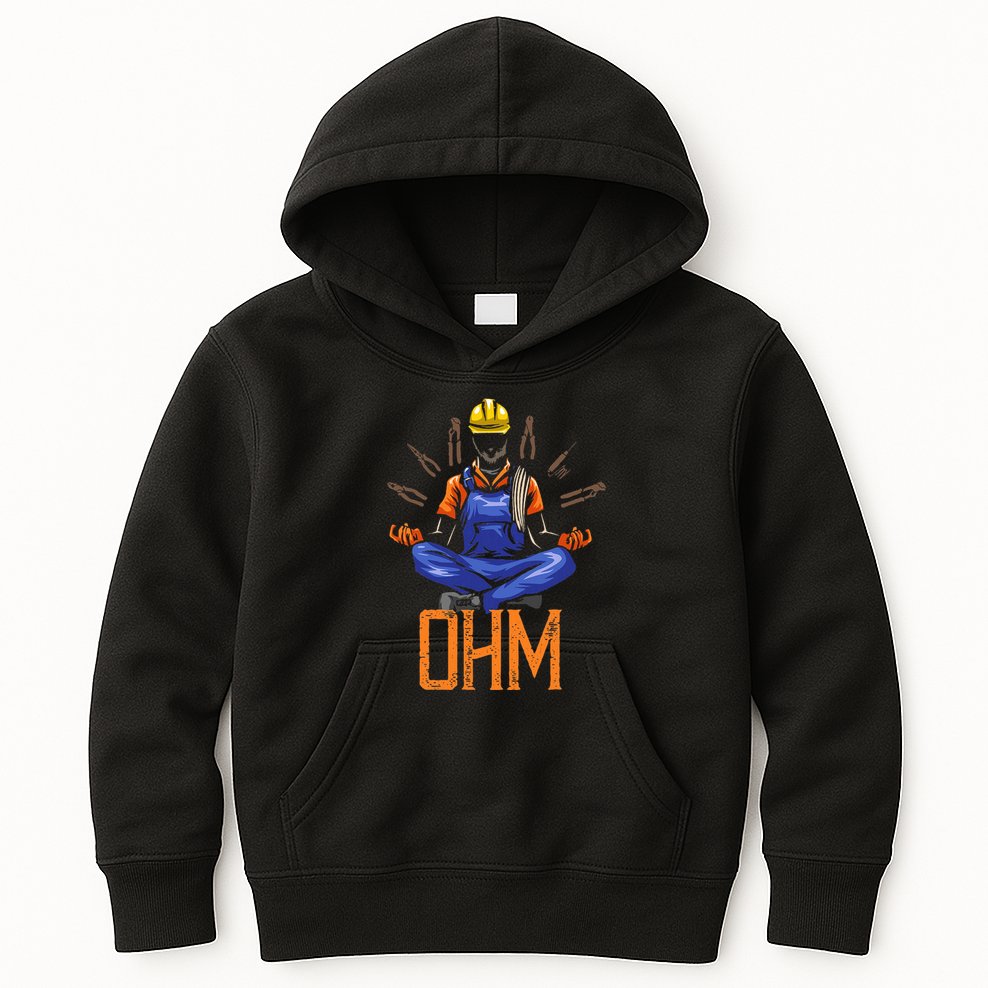 Ohm Meditating Funny Electrician Kids Hoodie