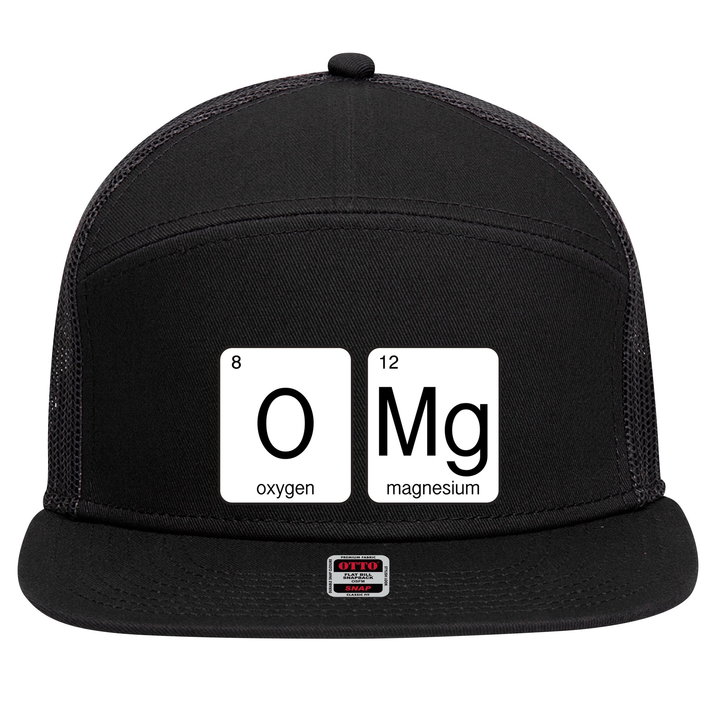 OMG Periodic Table Chemistry Joke 7 Panel Mesh Trucker Snapback Hat