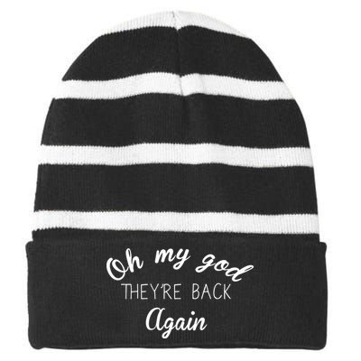 OMG They're Back Again Classic Music Band Striped Beanie with Solid Band