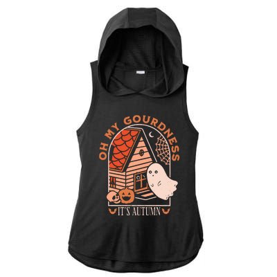 'Oh My Gourdness It Is Autumn Ladies PosiCharge Tri-Blend Wicking Draft Hoodie Tank