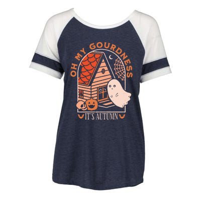 'Oh My Gourdness It Is Autumn Enza Ladies Jersey Colorblock Tee