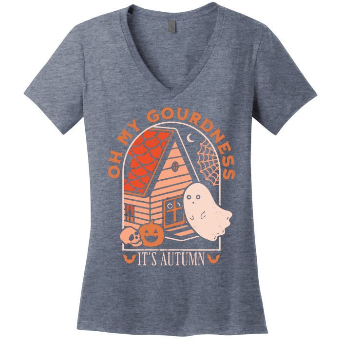 'Oh My Gourdness It Is Autumn Women's V-Neck T-Shirt