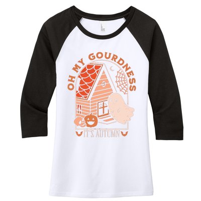 'Oh My Gourdness It Is Autumn Women's Tri-Blend 3/4-Sleeve Raglan Shirt