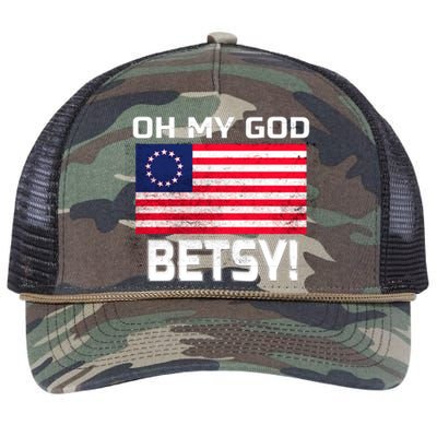 Oh My God Betsy Ross Funny Americana Flag Stars And Stripes Cool Gift Retro Rope Trucker Hat Cap