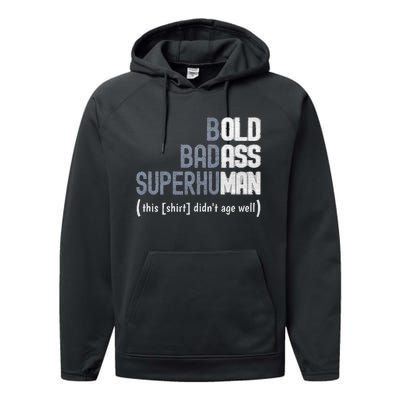 Old Man Gag Gift For Dad Fathers Day Performance Fleece Hoodie