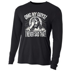 Omg My Guys Funny Jesus Meme Omg My Guys! I Never Said That Cooling Performance Long Sleeve Crew