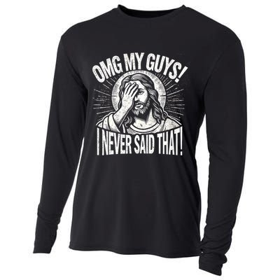 Omg My Guys Funny Jesus Meme Omg My Guys! I Never Said That Cooling Performance Long Sleeve Crew