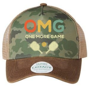 One More Game OMG Retro Funny Pickleball Lover Pickle Ball Legacy Tie Dye Trucker Hat