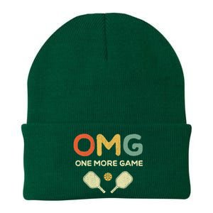 One More Game OMG Retro Funny Pickleball Lover Pickle Ball Knit Cap Winter Beanie