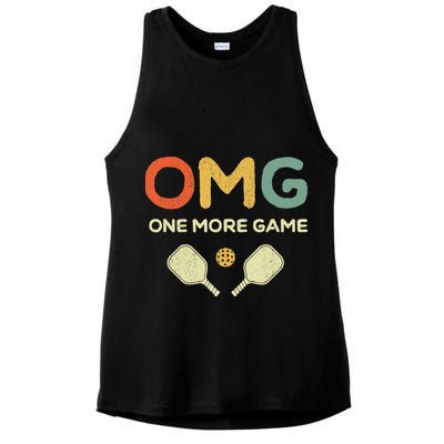 One More Game OMG Retro Funny Pickleball Lover Pickle Ball Ladies PosiCharge Tri-Blend Wicking Tank