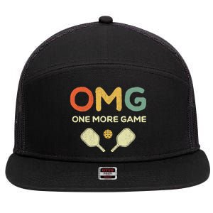 One More Game OMG Retro Funny Pickleball Lover Pickle Ball 7 Panel Mesh Trucker Snapback Hat