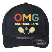 One More Game OMG Retro Funny Pickleball Lover Pickle Ball Flexfit Unipanel Trucker Cap