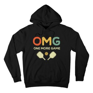 One More Game OMG Retro Funny Pickleball Lover Pickle Ball Hoodie