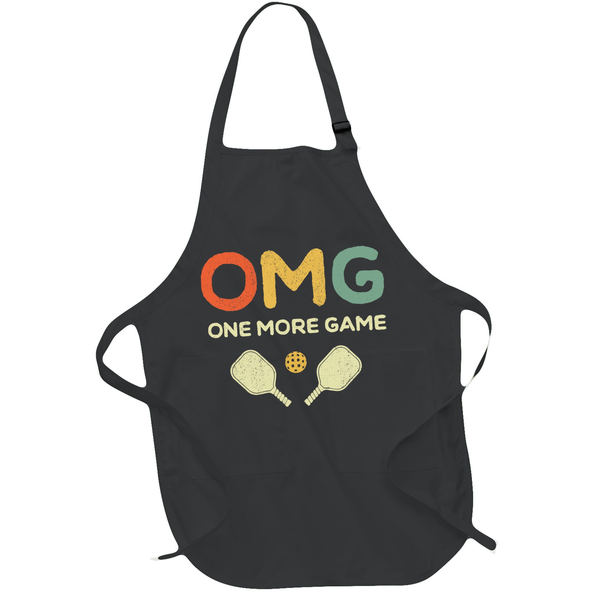 One More Game OMG Retro Funny Pickleball Lover Pickle Ball Apron