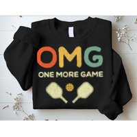 One More Game OMG Retro Funny Pickleball Lover Pickle Ball Sweatshirt