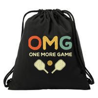 One More Game OMG Retro Funny Pickleball Lover Pickle Ball Drawstring Bag