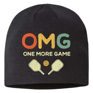 One More Game OMG Retro Funny Pickleball Lover Pickle Ball Sustainable Beanie