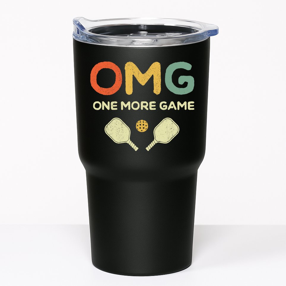 One More Game OMG Retro Funny Pickleball Lover Pickle Ball Tumbler