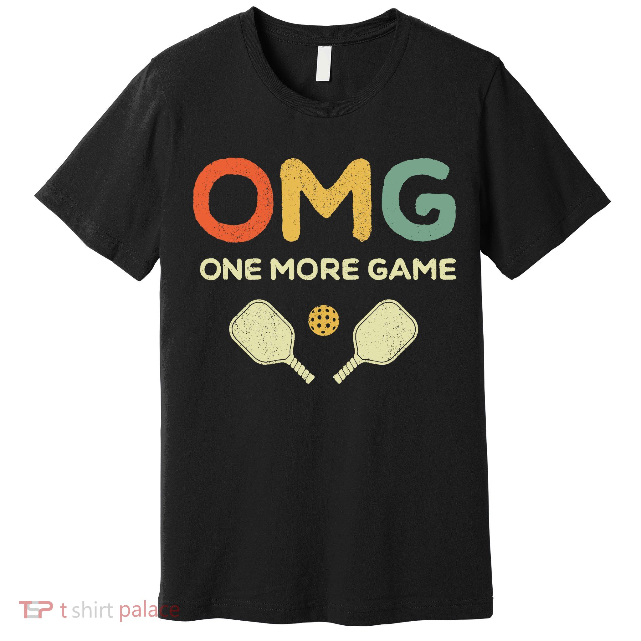 One More Game OMG Retro Funny Pickleball Lover Pickle Ball Premium T-Shirt