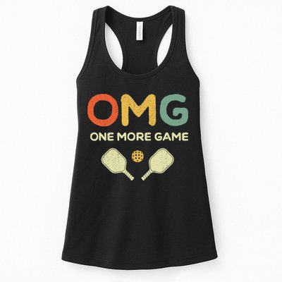 One More Game OMG Retro Funny Pickleball Lover Pickle Ball Womens Tank Top