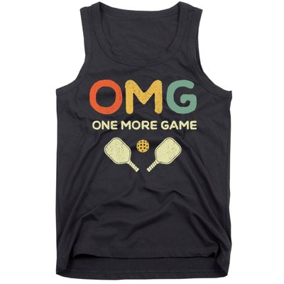 One More Game OMG Retro Funny Pickleball Lover Pickle Ball Tank Top