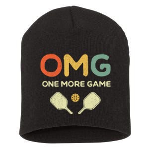 One More Game OMG Retro Funny Pickleball Lover Pickle Ball Short Acrylic Beanie