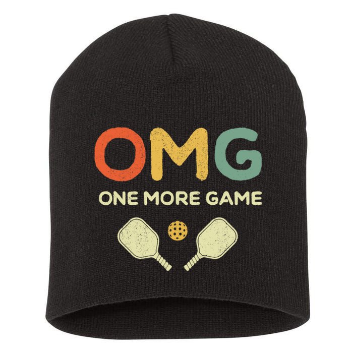 One More Game OMG Retro Funny Pickleball Lover Pickle Ball Short Acrylic Beanie