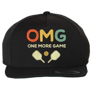 One More Game OMG Retro Funny Pickleball Lover Pickle Ball Wool Snapback Cap