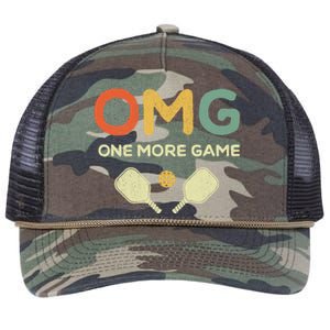 One More Game OMG Retro Funny Pickleball Lover Pickle Ball Retro Rope Trucker Hat Cap