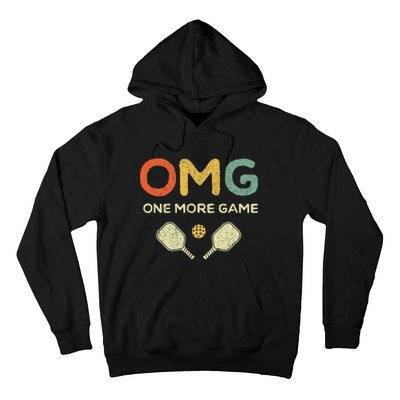 One More Game OMG Retro Funny Pickleball Lover Pickle Ball Hoodie