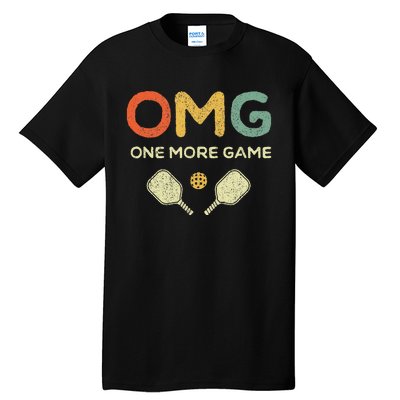 One More Game OMG Retro Funny Pickleball Lover Pickle Ball Tall T-Shirt