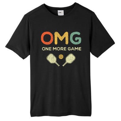 One More Game OMG Retro Funny Pickleball Lover Pickle Ball Tall Fusion ChromaSoft Performance T-Shirt