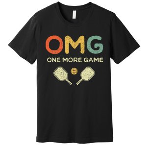 One More Game OMG Retro Funny Pickleball Lover Pickle Ball Premium T-Shirt