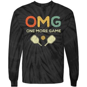 One More Game OMG Retro Funny Pickleball Lover Pickle Ball Tie-Dye Long Sleeve Shirt