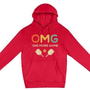 One More Game OMG Retro Funny Pickleball Lover Pickle Ball Premium Pullover Hoodie