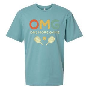 One More Game OMG Retro Funny Pickleball Lover Pickle Ball Sueded Cloud Jersey T-Shirt