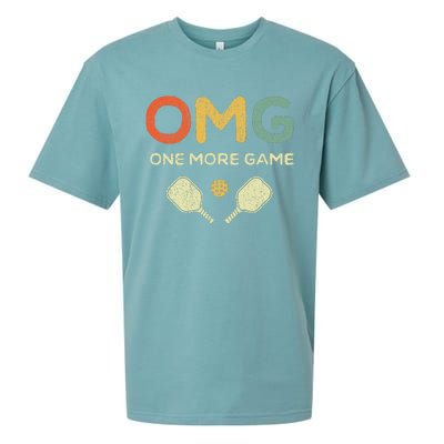 One More Game OMG Retro Funny Pickleball Lover Pickle Ball Sueded Cloud Jersey T-Shirt