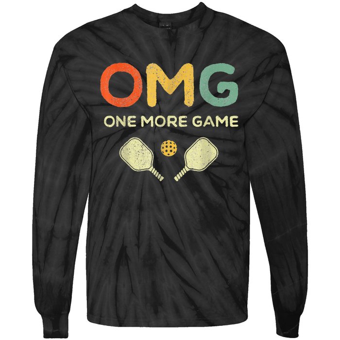 One More Game OMG Retro Pickleball Lover Ball Tie-Dye Long Sleeve Shirt