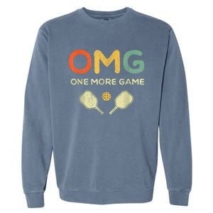 One More Game OMG Retro Pickleball Lover Ball Garment-Dyed Sweatshirt