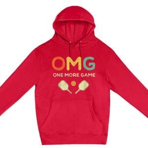 One More Game OMG Retro Pickleball Lover Ball Premium Pullover Hoodie